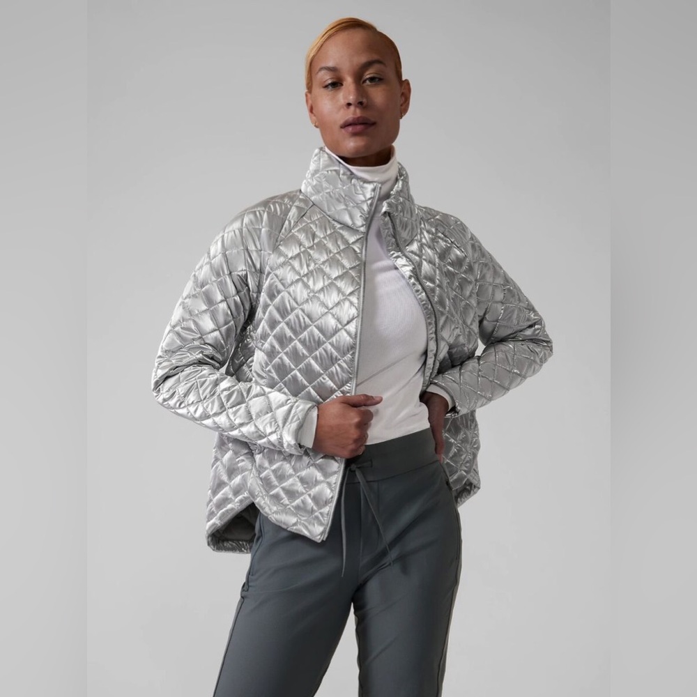 Athleta Whisper Featherless Metallic Jacket size XL
